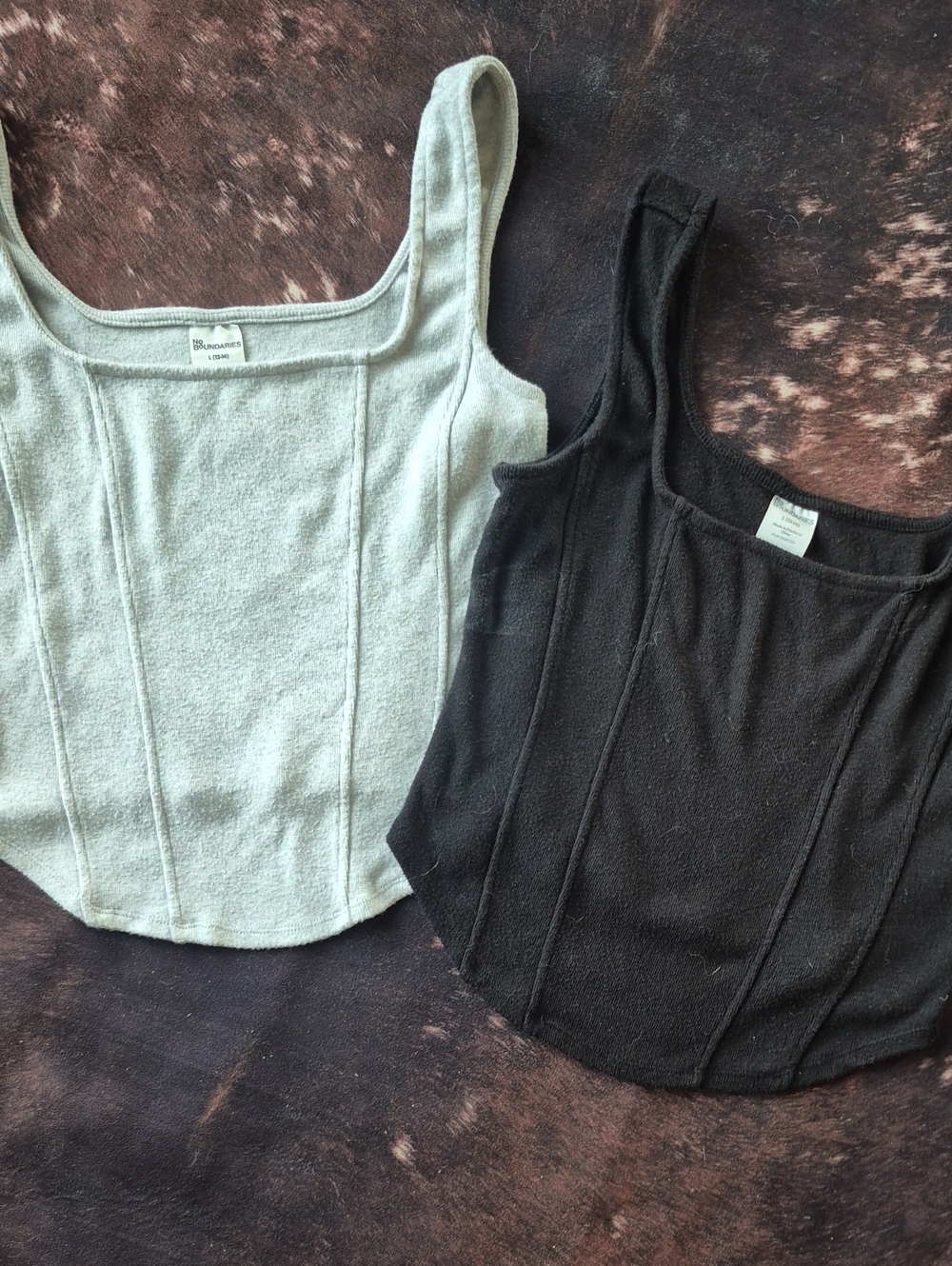 No Boundaries Ribbed Square-Neck Tank Pair - Black & Cream